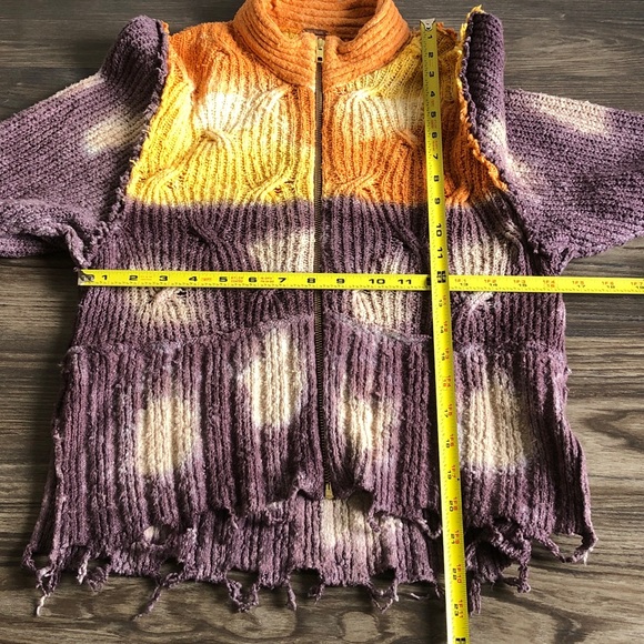 Free People Horizon Line Cardi Zip zip Cardigan Sweater Small Tie Dye - Picture 13 of 14
